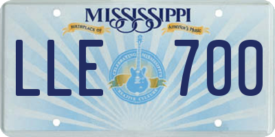 MS license plate LLE700