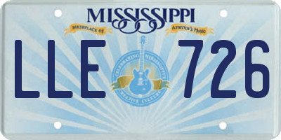 MS license plate LLE726