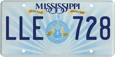 MS license plate LLE728