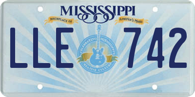 MS license plate LLE742