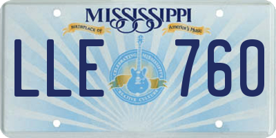 MS license plate LLE760