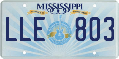 MS license plate LLE803
