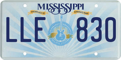 MS license plate LLE830