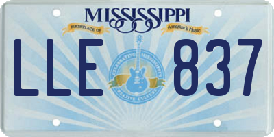 MS license plate LLE837
