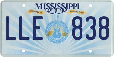 MS license plate LLE838