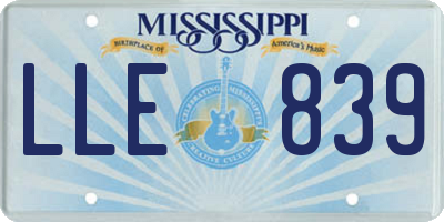 MS license plate LLE839
