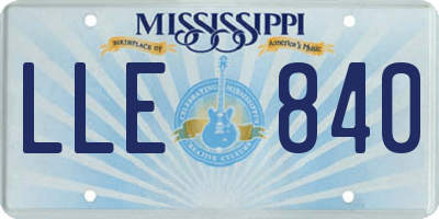 MS license plate LLE840