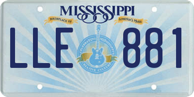 MS license plate LLE881