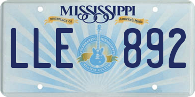 MS license plate LLE892