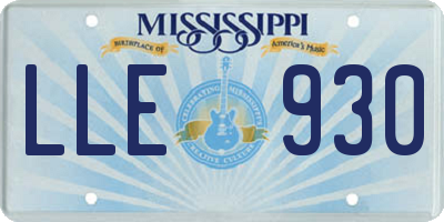 MS license plate LLE930