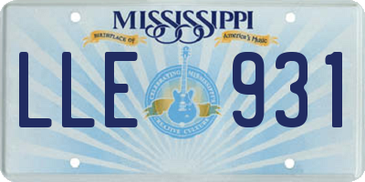 MS license plate LLE931