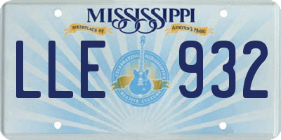 MS license plate LLE932