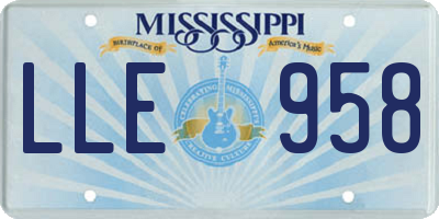 MS license plate LLE958