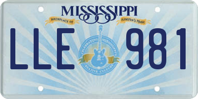 MS license plate LLE981