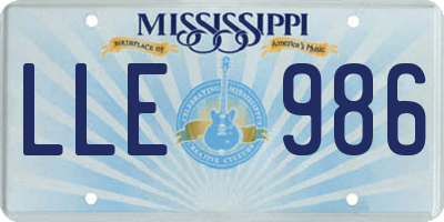 MS license plate LLE986