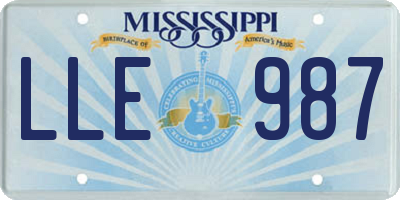 MS license plate LLE987