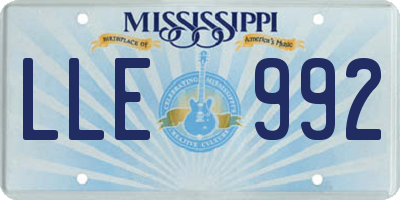 MS license plate LLE992