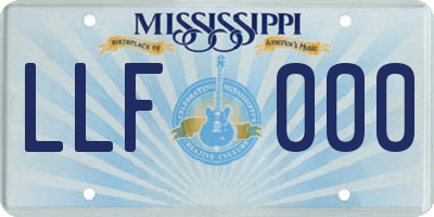 MS license plate LLF000