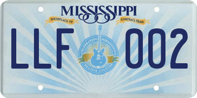 MS license plate LLF002