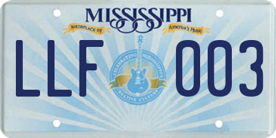MS license plate LLF003