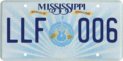MS license plate LLF006