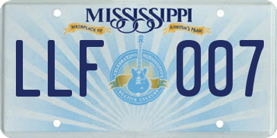 MS license plate LLF007