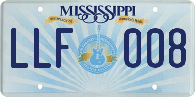 MS license plate LLF008