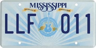 MS license plate LLF011