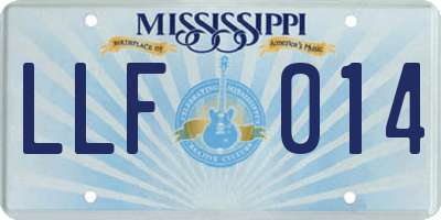 MS license plate LLF014