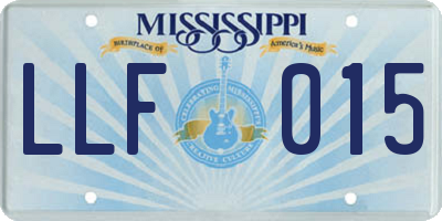 MS license plate LLF015