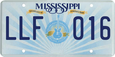 MS license plate LLF016