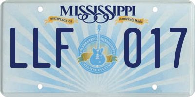 MS license plate LLF017