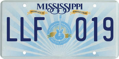 MS license plate LLF019