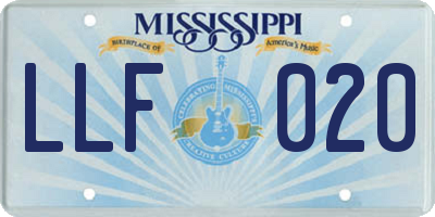 MS license plate LLF020