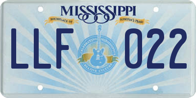 MS license plate LLF022