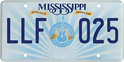 MS license plate LLF025