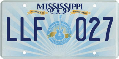 MS license plate LLF027