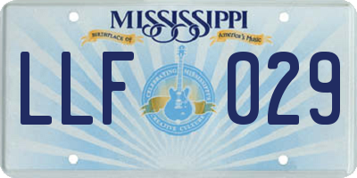 MS license plate LLF029