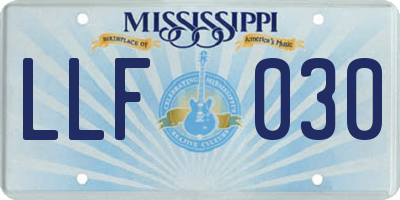 MS license plate LLF030