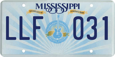 MS license plate LLF031