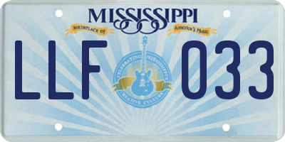 MS license plate LLF033