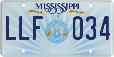 MS license plate LLF034