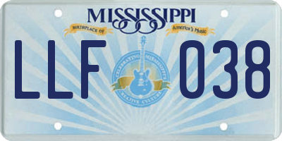 MS license plate LLF038