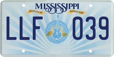 MS license plate LLF039