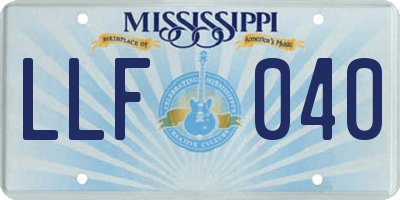 MS license plate LLF040