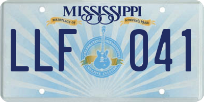 MS license plate LLF041