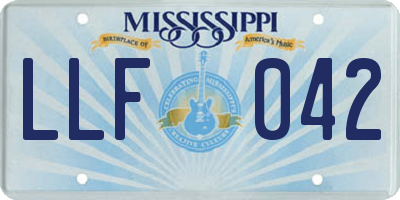 MS license plate LLF042