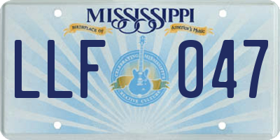 MS license plate LLF047
