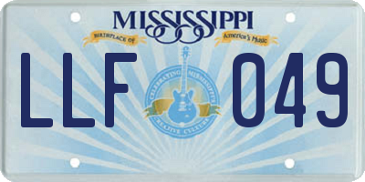 MS license plate LLF049