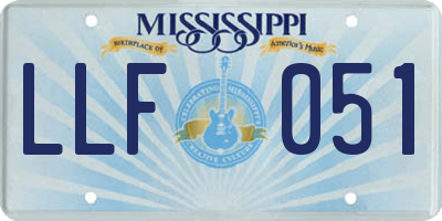MS license plate LLF051